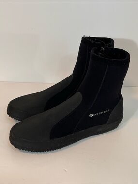 Deep See Black Zippered Scuba Boots Men's 10 5mm Diving SureGrip Neoprene